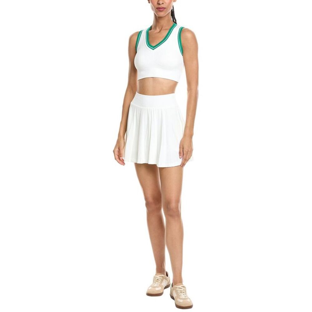 Marion Womens  2Pc 5.5In Contrast Trim Tennis Skirt & Padded Top Set, White